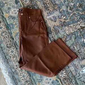 J. Crew Brown Faux Leather Crop Pants